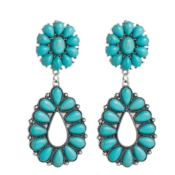 NWT Turquoise Squash Blossom Earrings - Picture 4 of 4